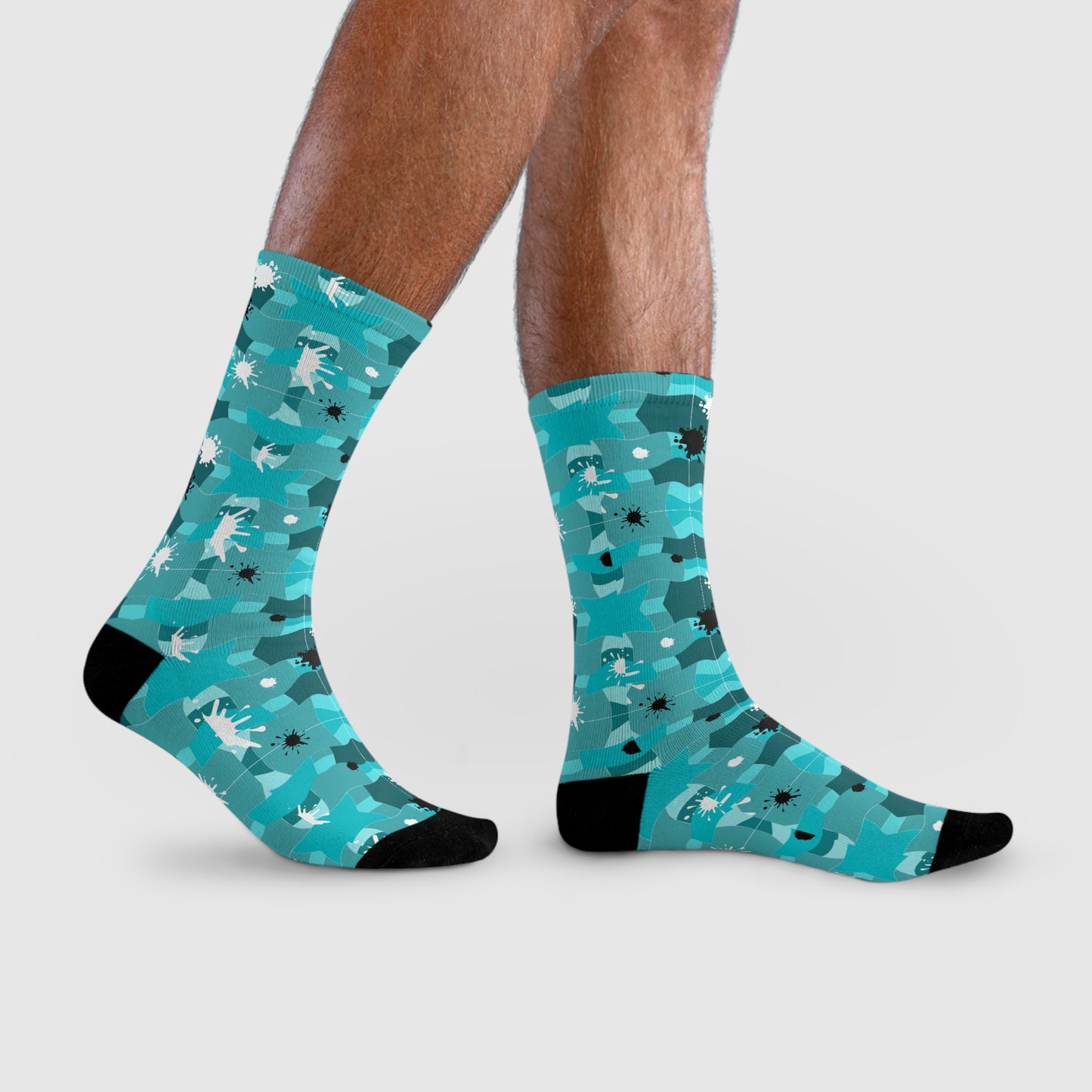 Blue Sublimation Crew Socks