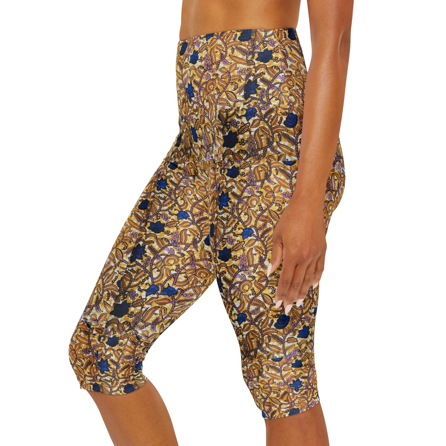 Flower African Yoga Capri Leggings