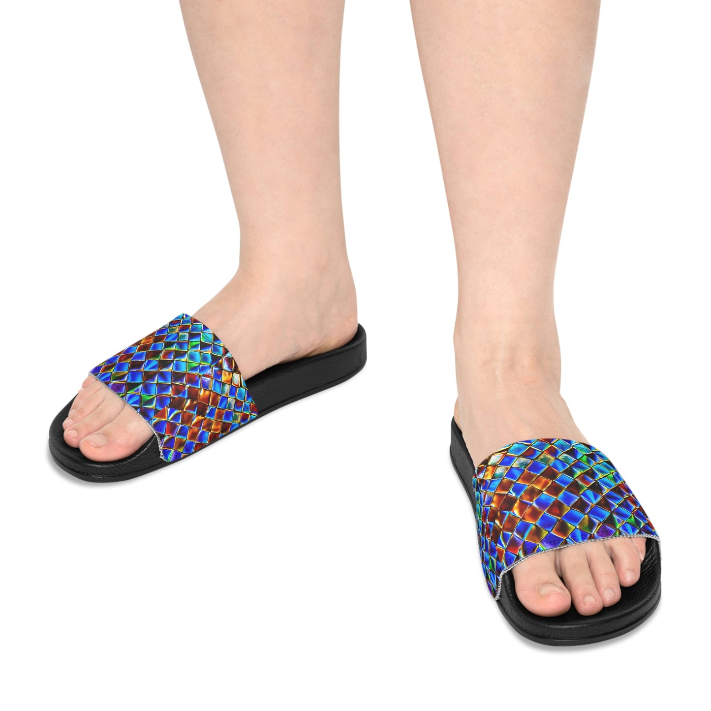 Mosaic Blue Women's Slide Sandals