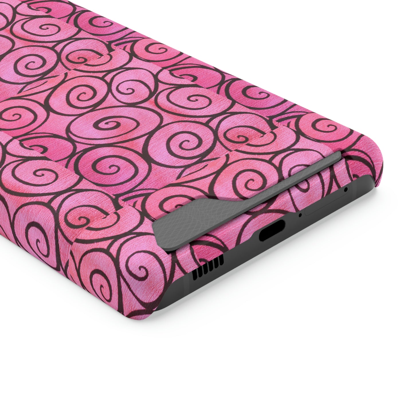 Pink Swirl Phone Case With Card Holder