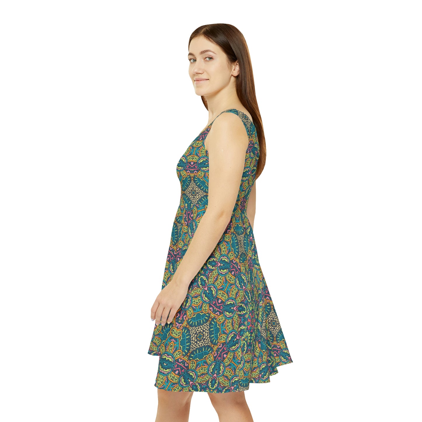 Mandala Green Women's Skater Dress