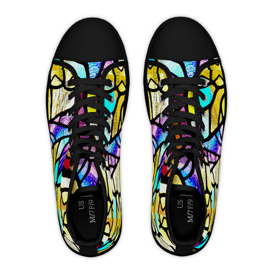 Mosaic Yellow Women's High Top Sneakers