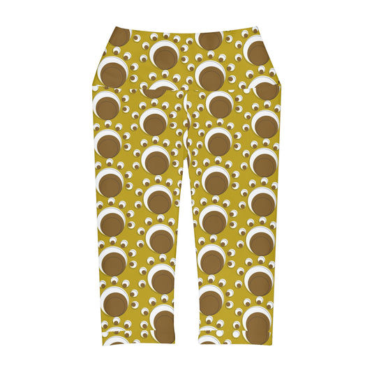 Brown Yellow Yoga Capri Leggings