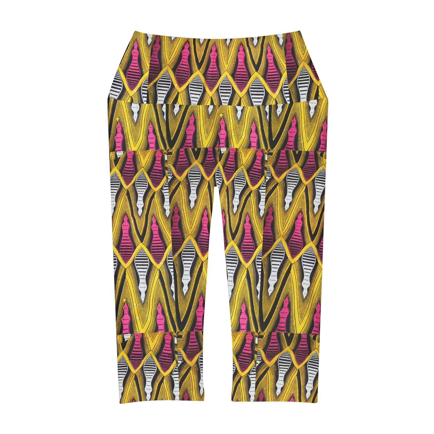 Yellow African Yoga Capri Leggings