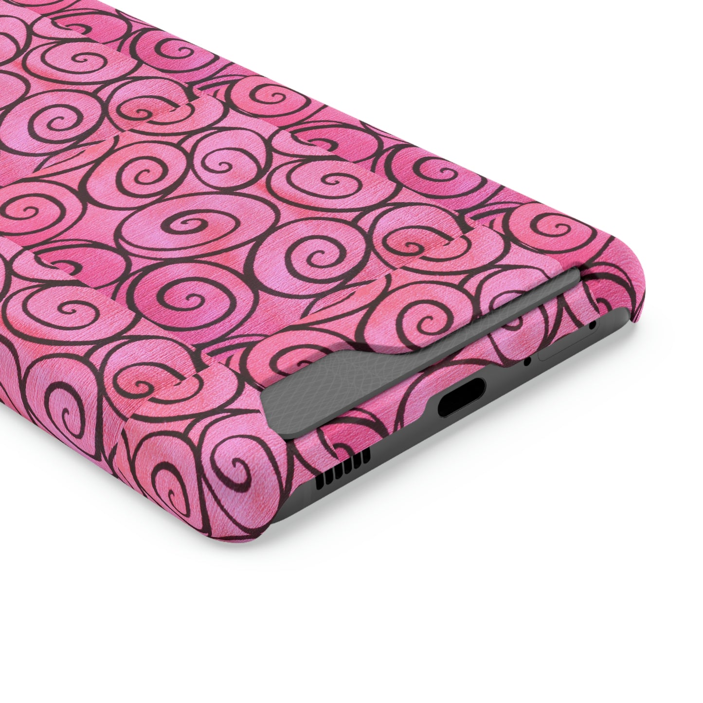 Pink Swirl Phone Case With Card Holder