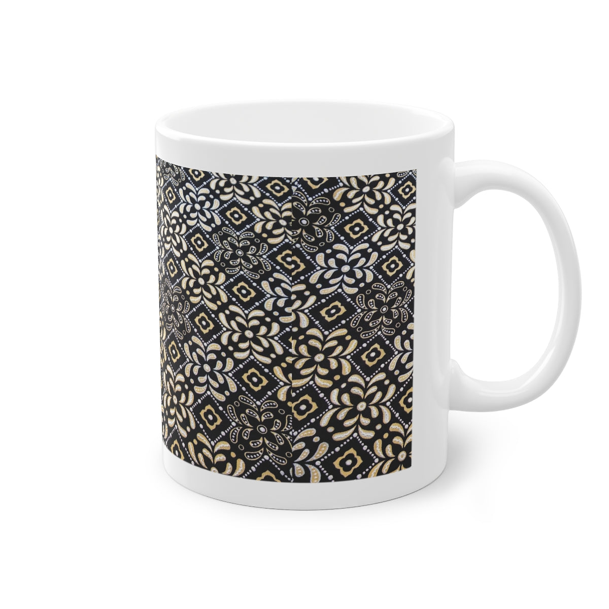 Black Floral Standard Mug, 11oz