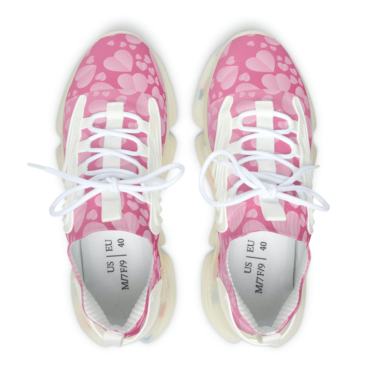 Light Pink Hearts Women's Mesh Sneakers