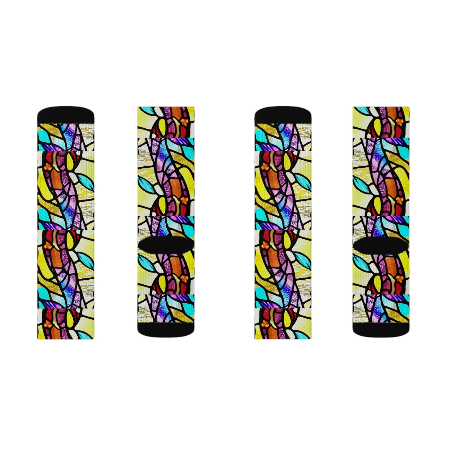 Mosaic Yellow Sublimation Socks