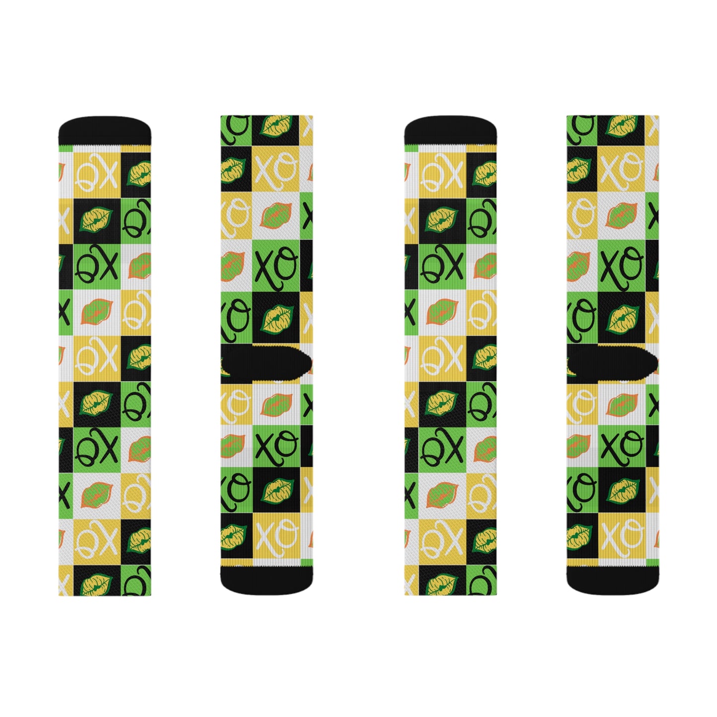 Hugs and Kisses green Sublimation Socks