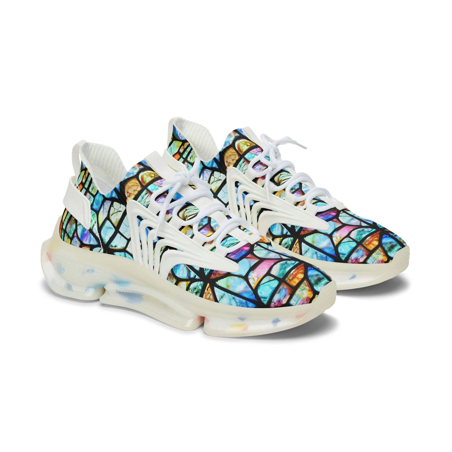 Mosaic Light Blue Women's Mesh Sneakers