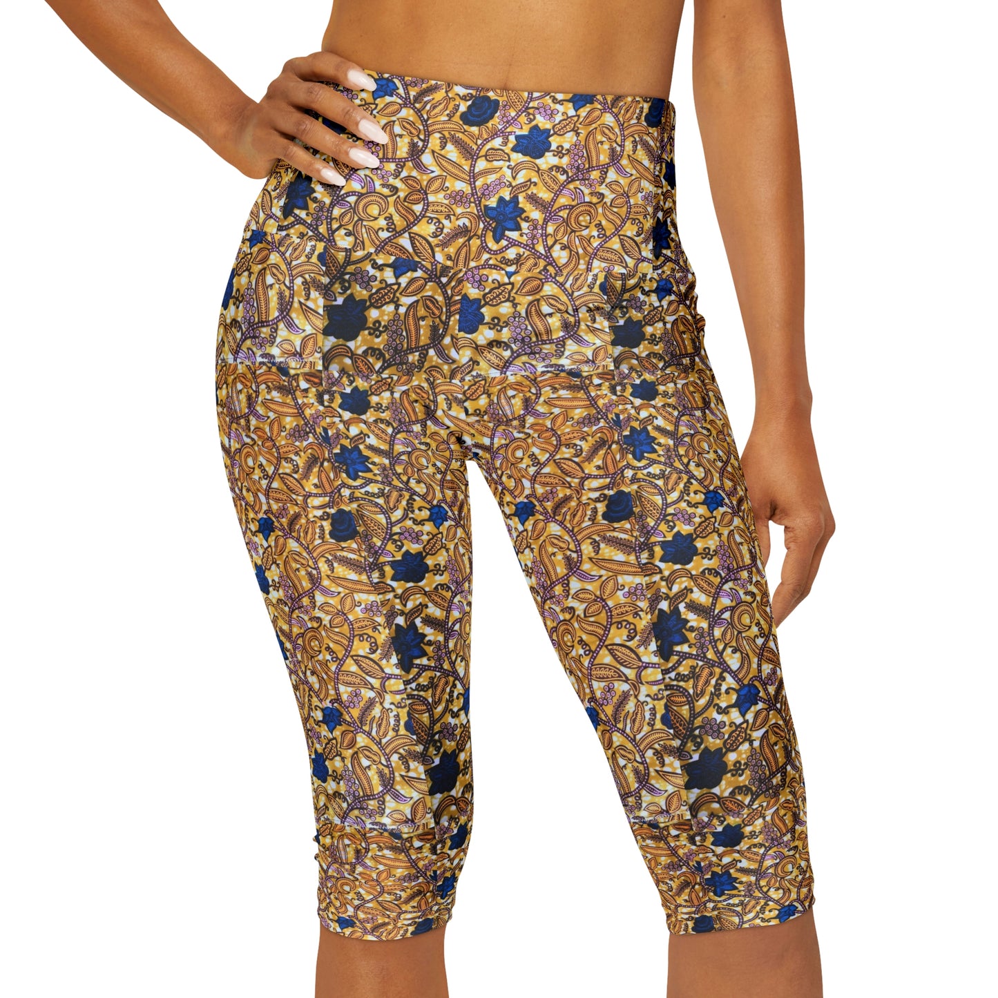 Flower African Yoga Capri Leggings