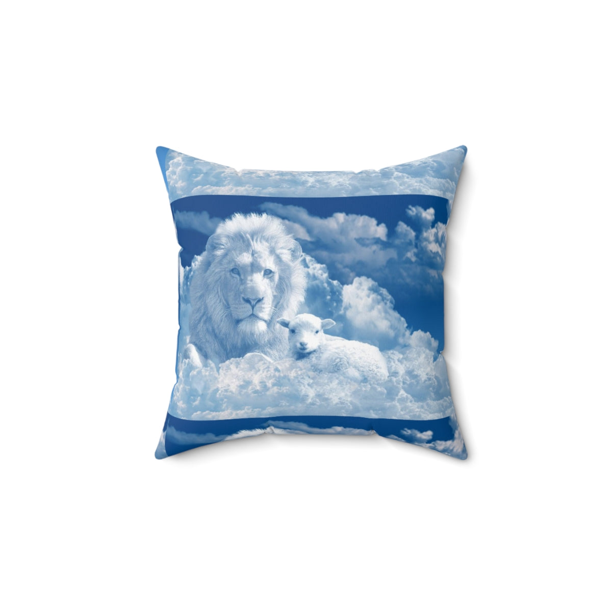 Lion Blue Spun Polyester Square Pillow