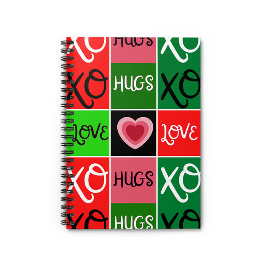 Hugs and Kisses Heart Spiral Notebook - Ruled Line