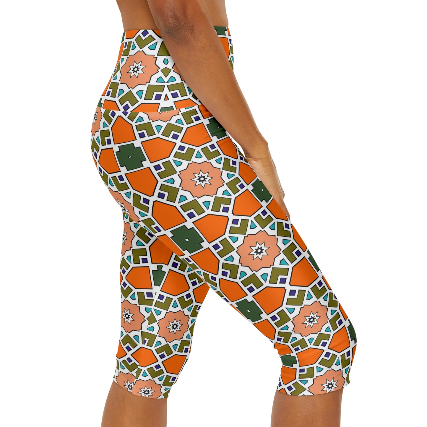 Orange Mix Yoga Capri Leggings