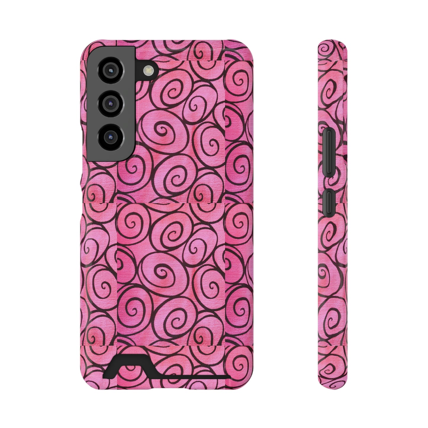 Pink Swirl Phone Case With Card Holder