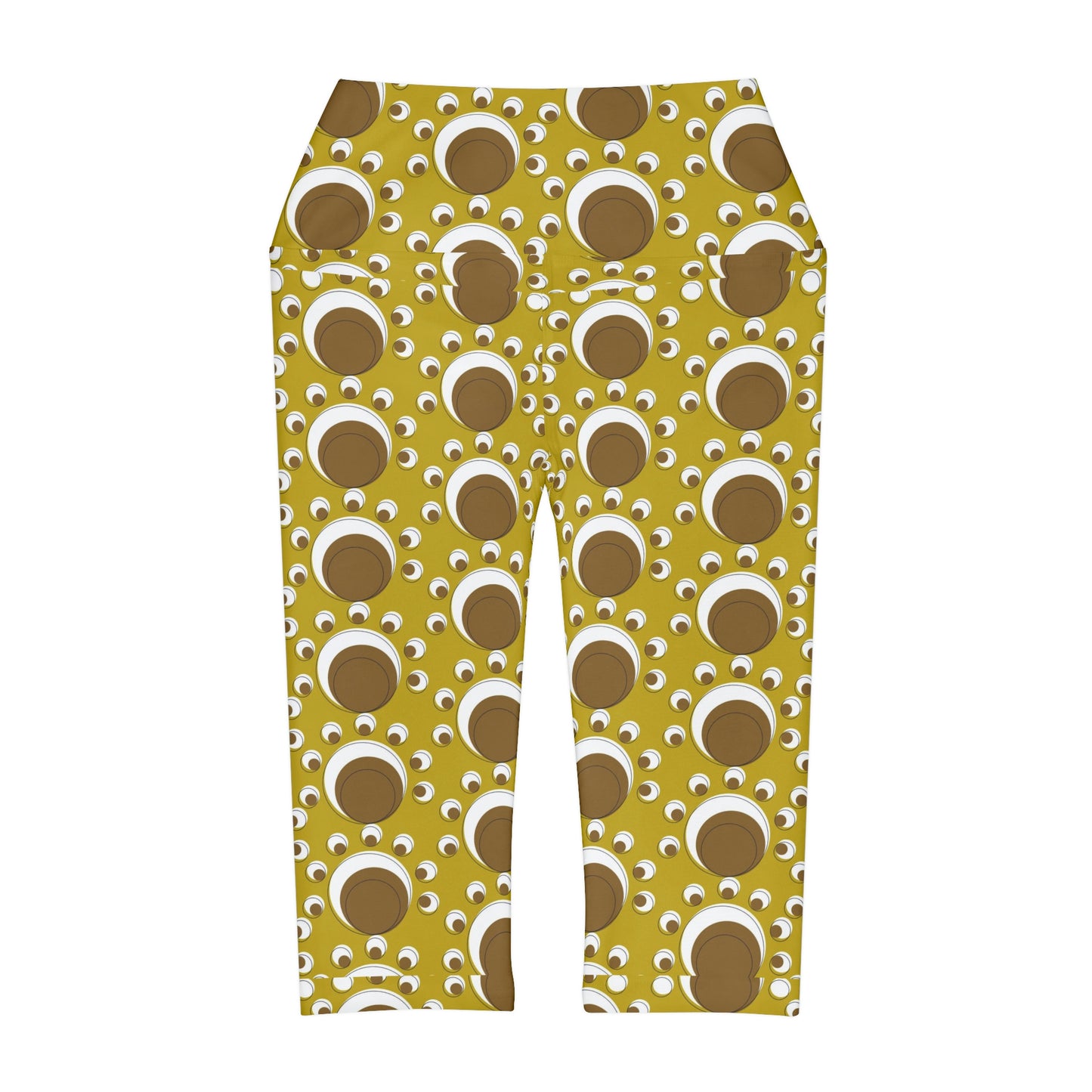 Brown Yellow Yoga Capri Leggings