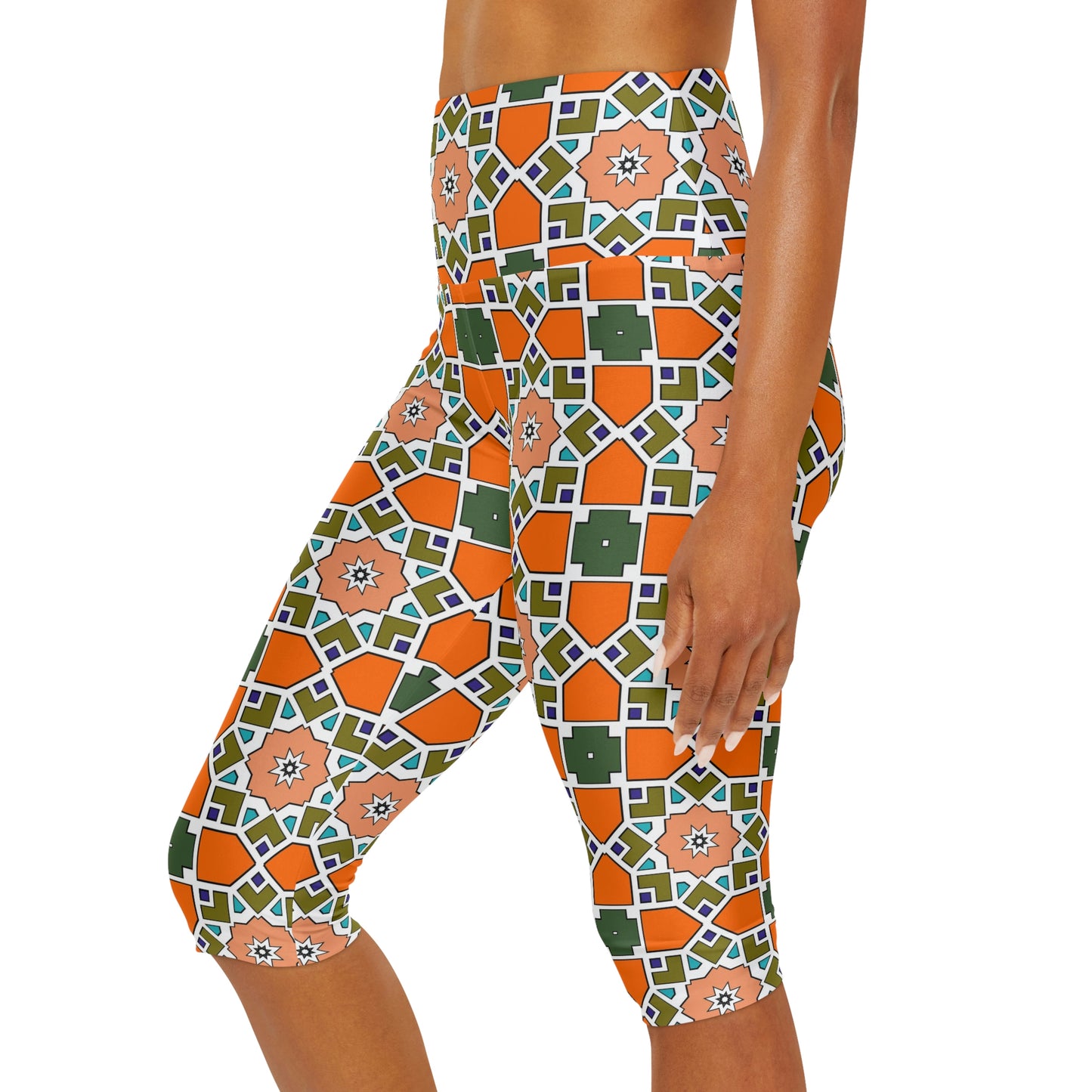 Orange Mix Yoga Capri Leggings