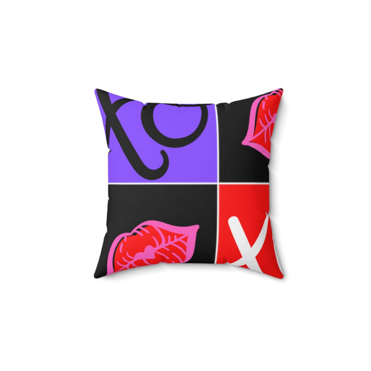 Hugs and Kisses Red Spun Polyester Square Pillow