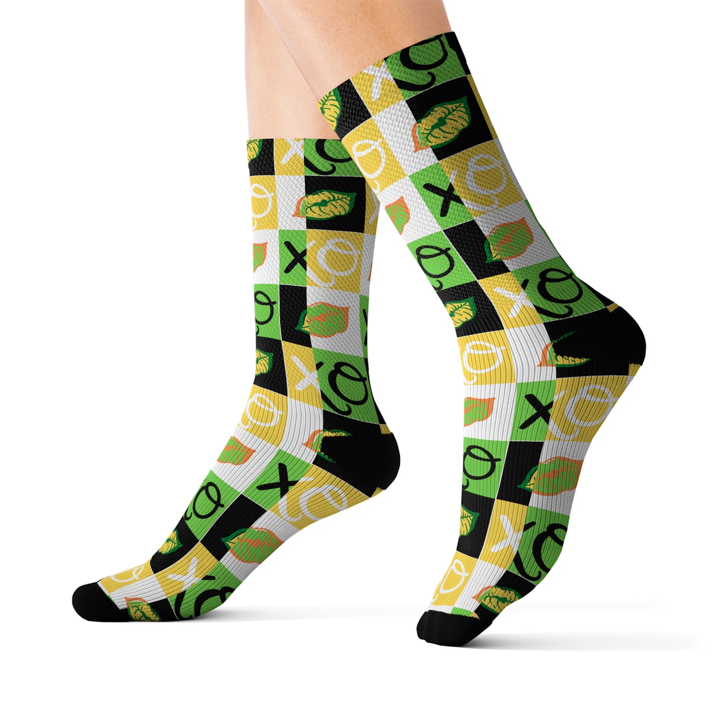 Hugs and Kisses green Sublimation Socks