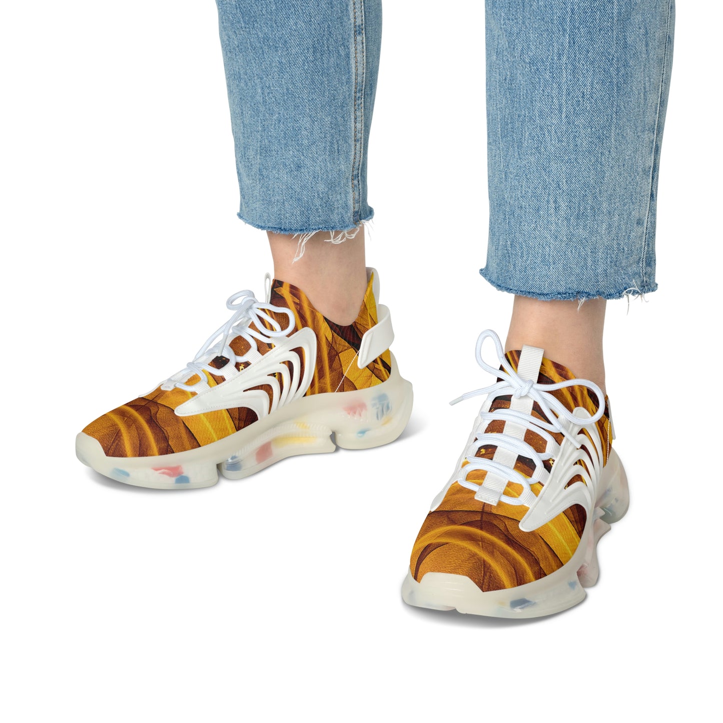 Marble Brown Women's Mesh Sneakers