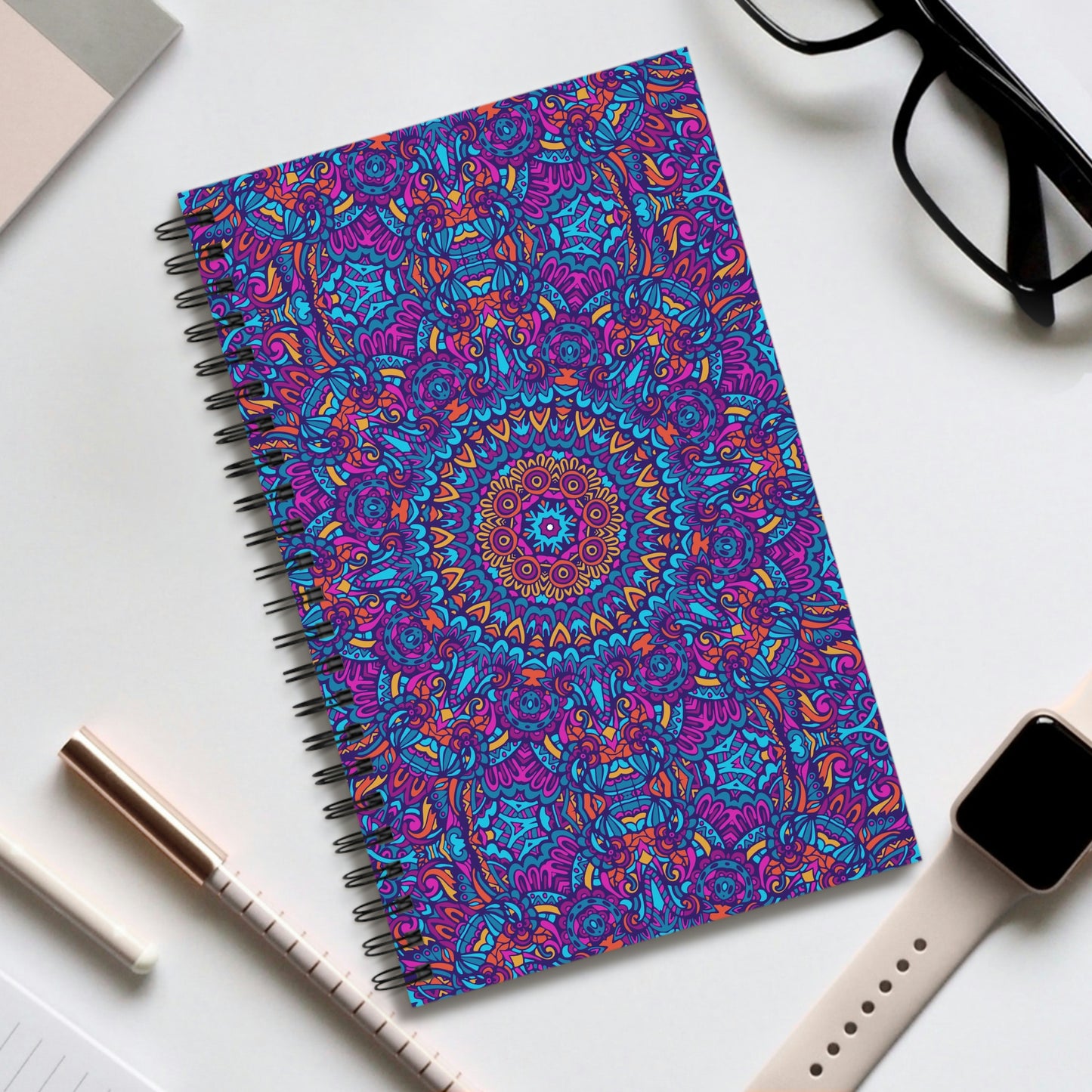 Blue Mandala Spiral Journal