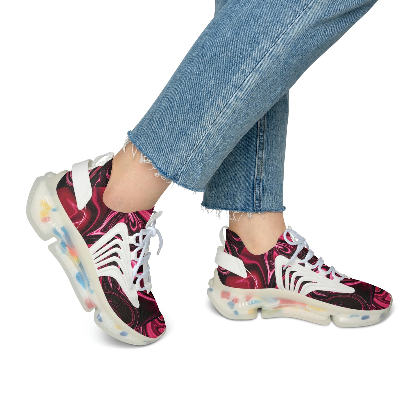 Marble Red Valentine Women's Mesh Sneakers