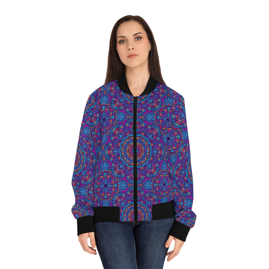 Mandala Blue Women's Bomber Jacket