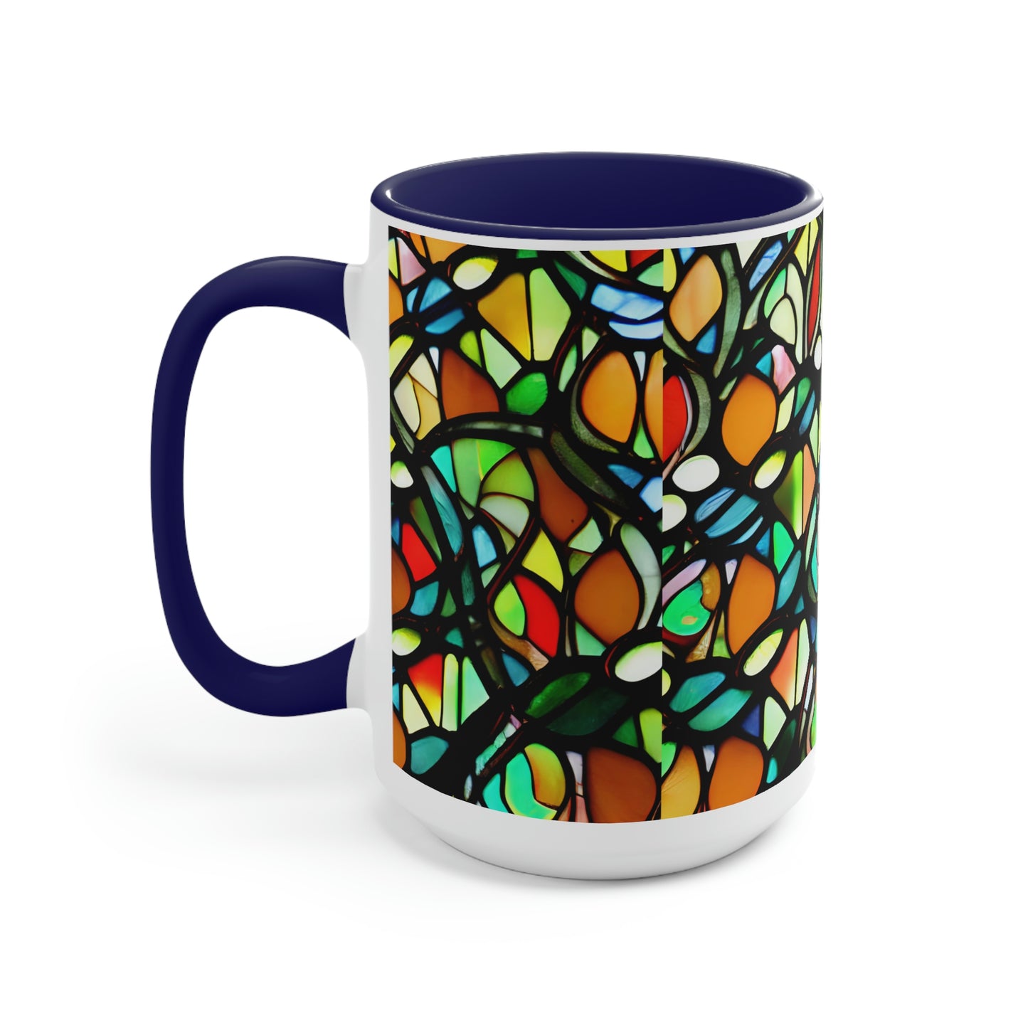 Mosaic Two-Tone Coffee Mugs, 15oz