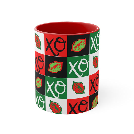 Hugs and Kisses xmas Colorful Accent Mugs, 11oz