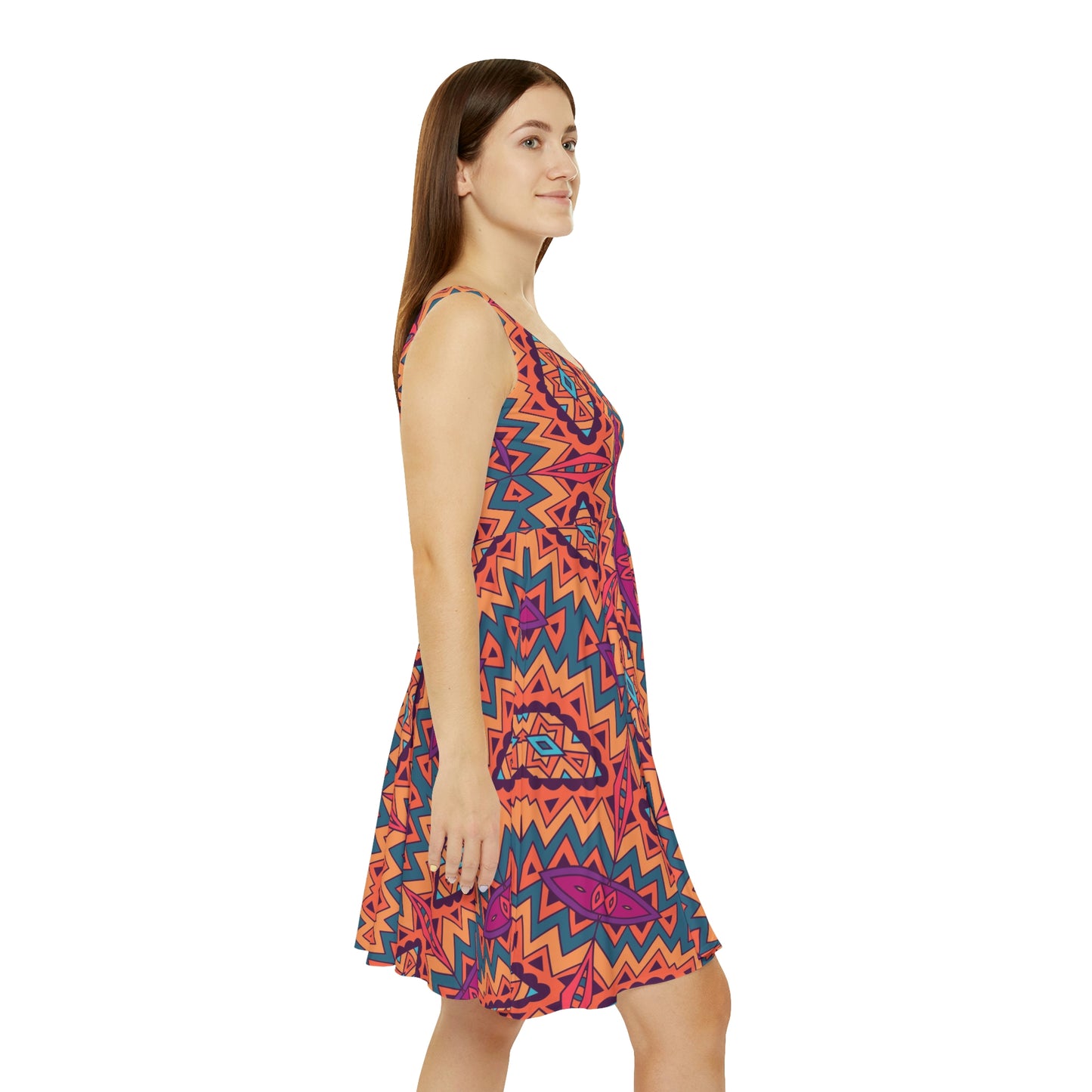 Mandala  Orange Women's Skater Dress