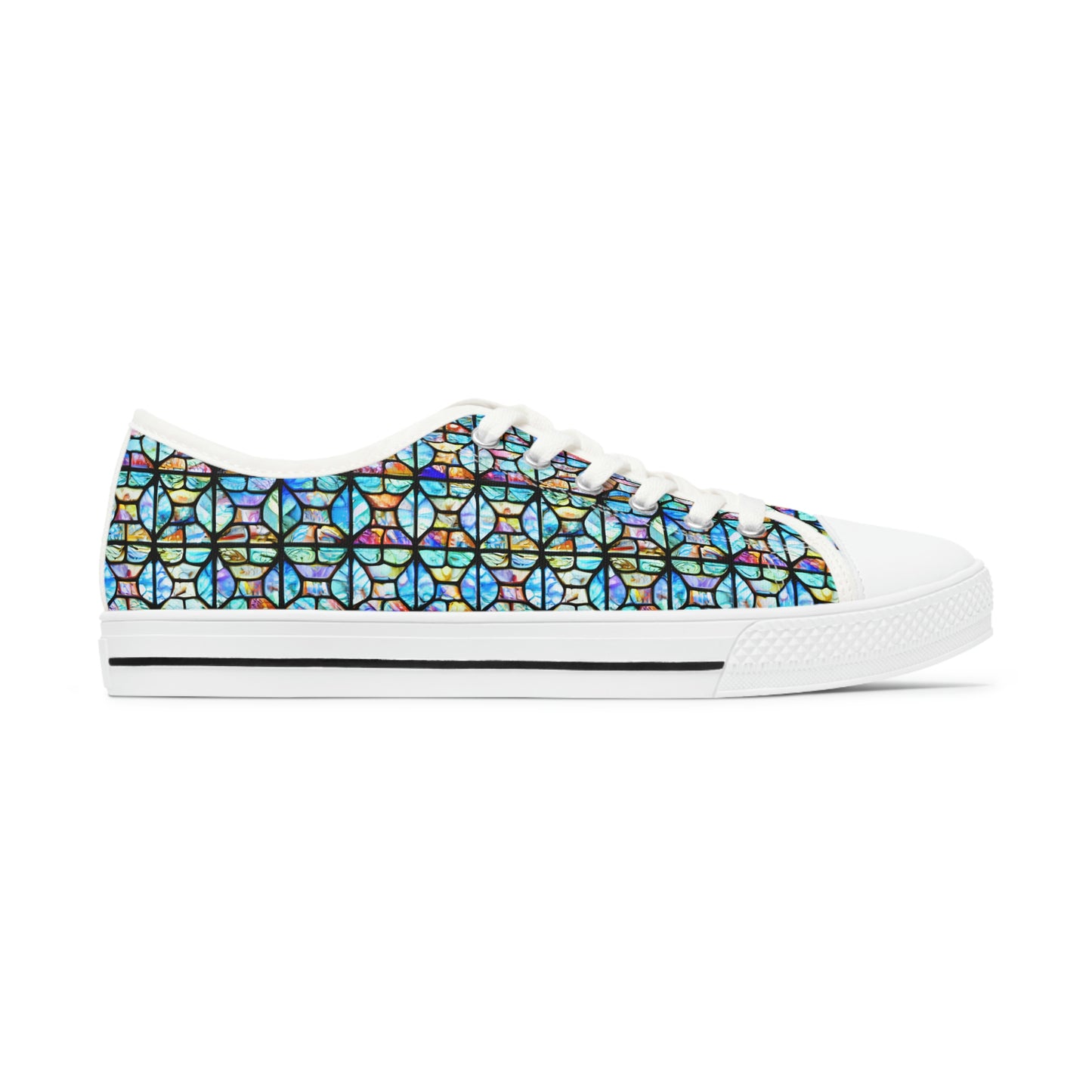 Mosaic Light Blue Women's Low Top Sneakers