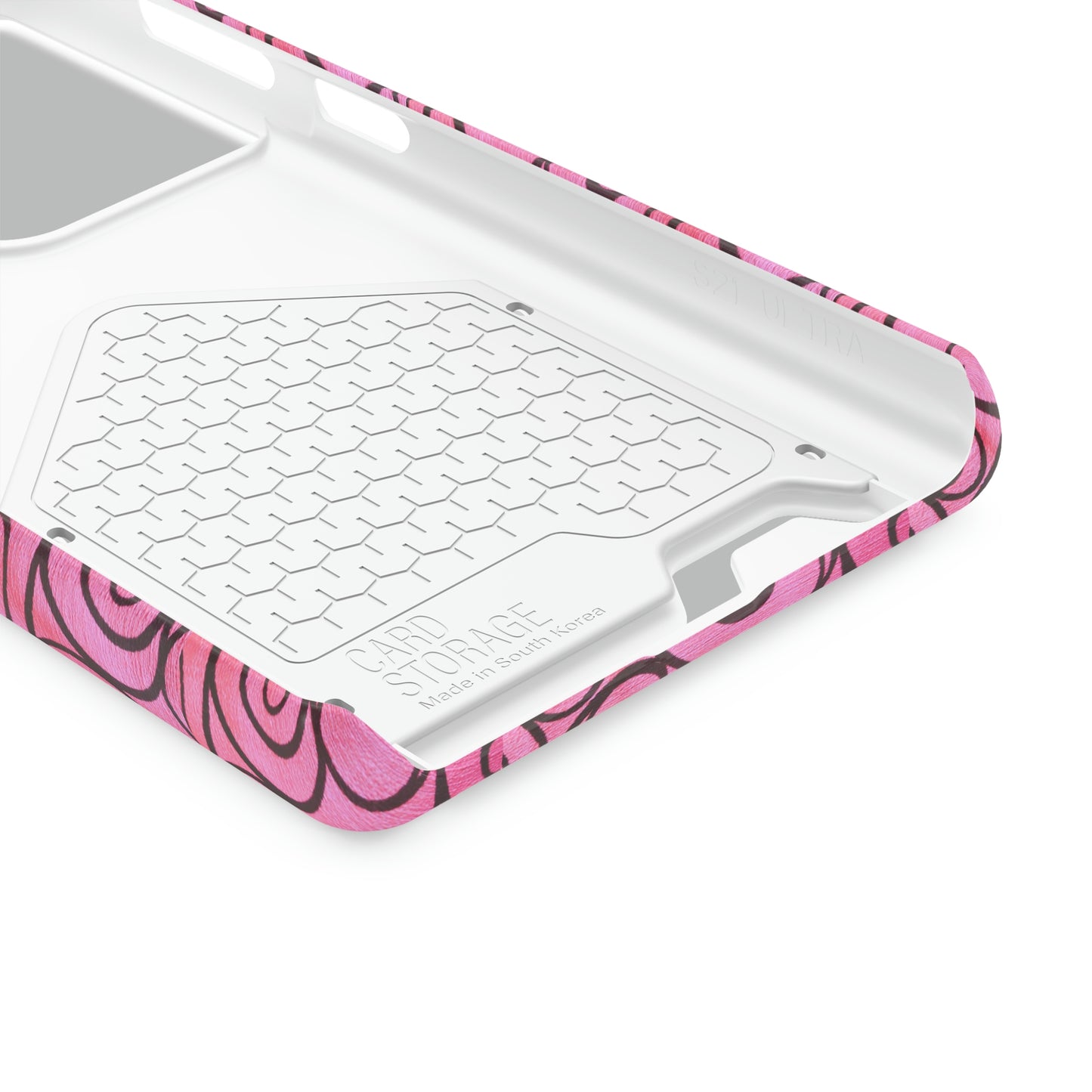 Pink Swirl Phone Case With Card Holder