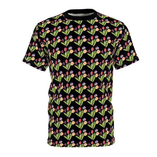 Flower black Unisex Cut & Sew Tee