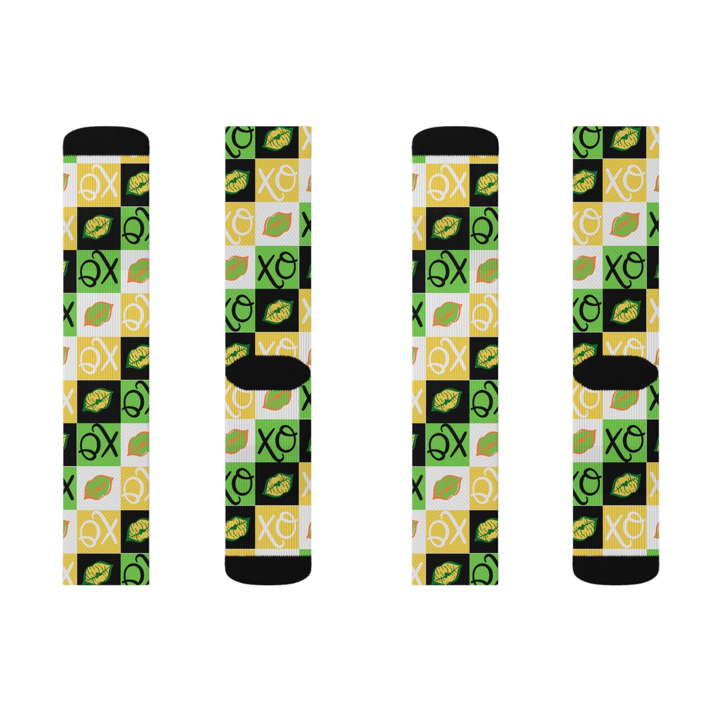 Hugs and Kisses green Sublimation Socks