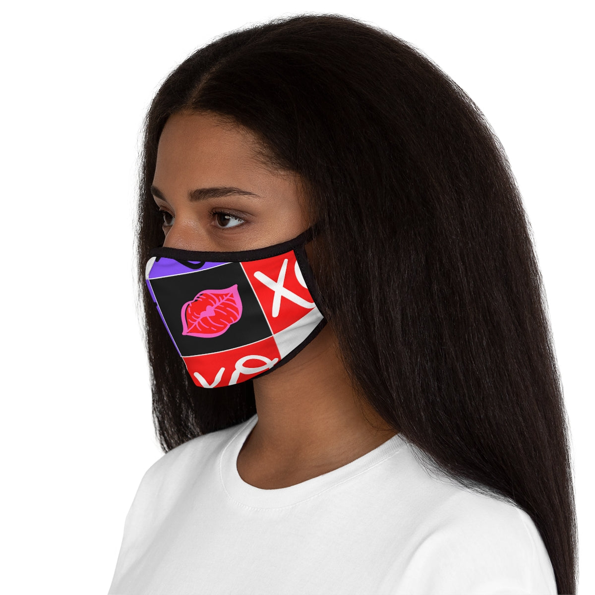 Hugs and Kisses Red Fitted Polyester Face Mask