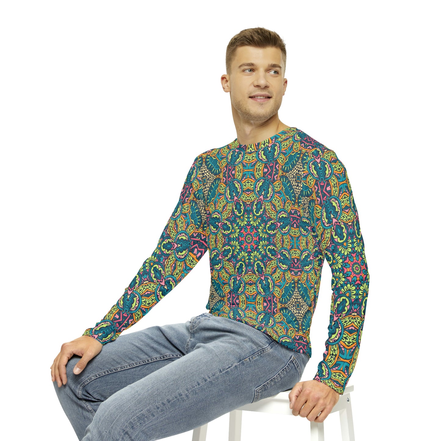 Mandala Green Men's Long Sleeve Shirt