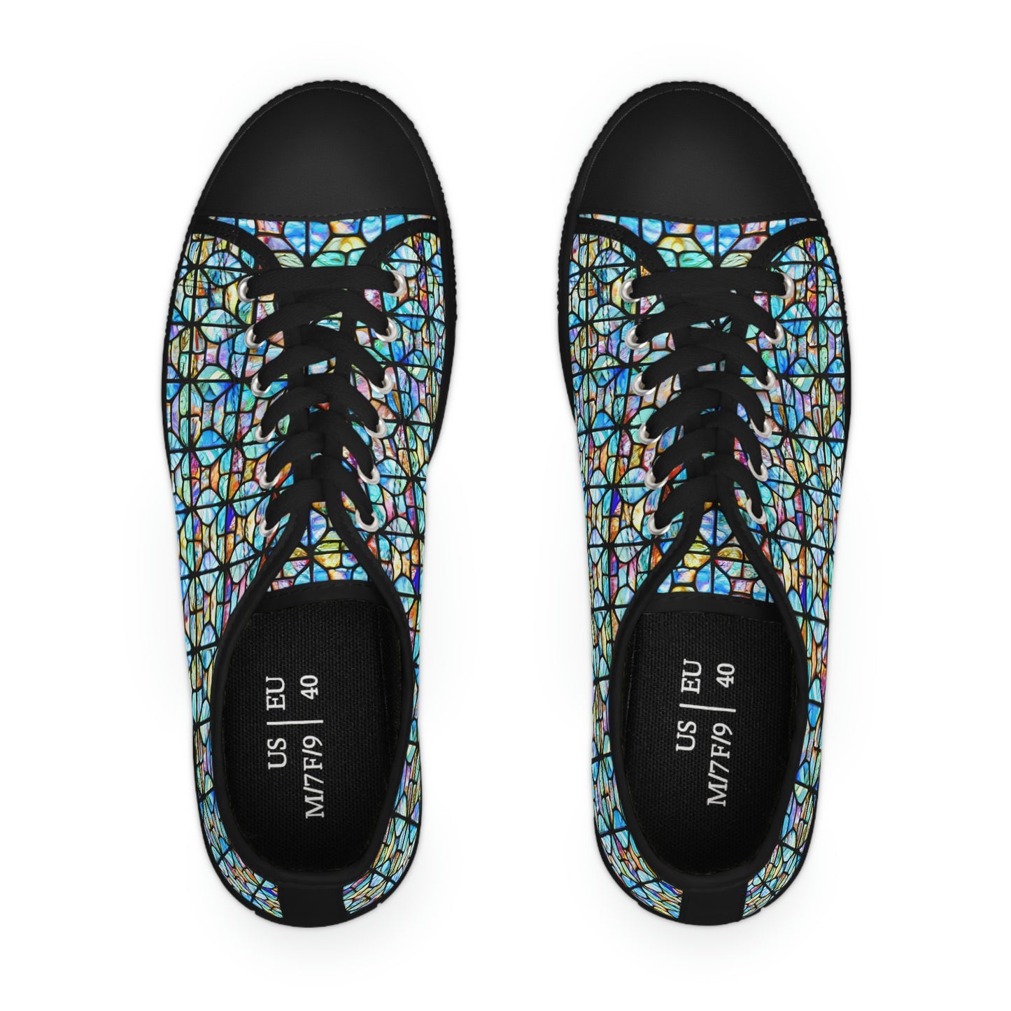 Mosaic Light Blue Women's Low Top Sneakers