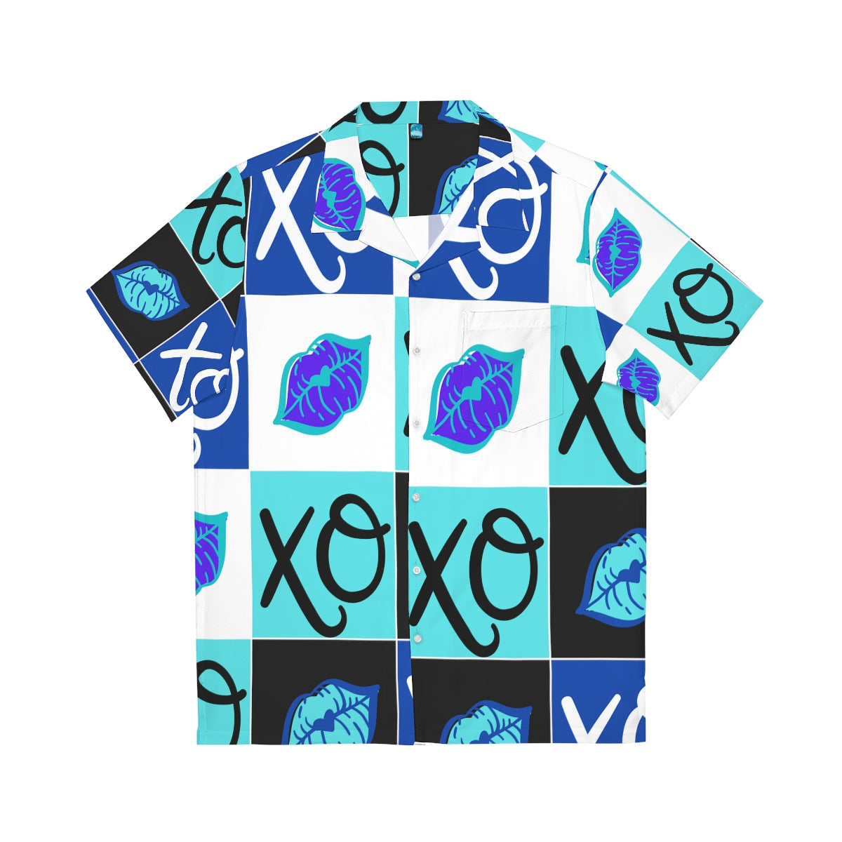 Hugs and Kisses Blue Men's Hawaiian Shirt