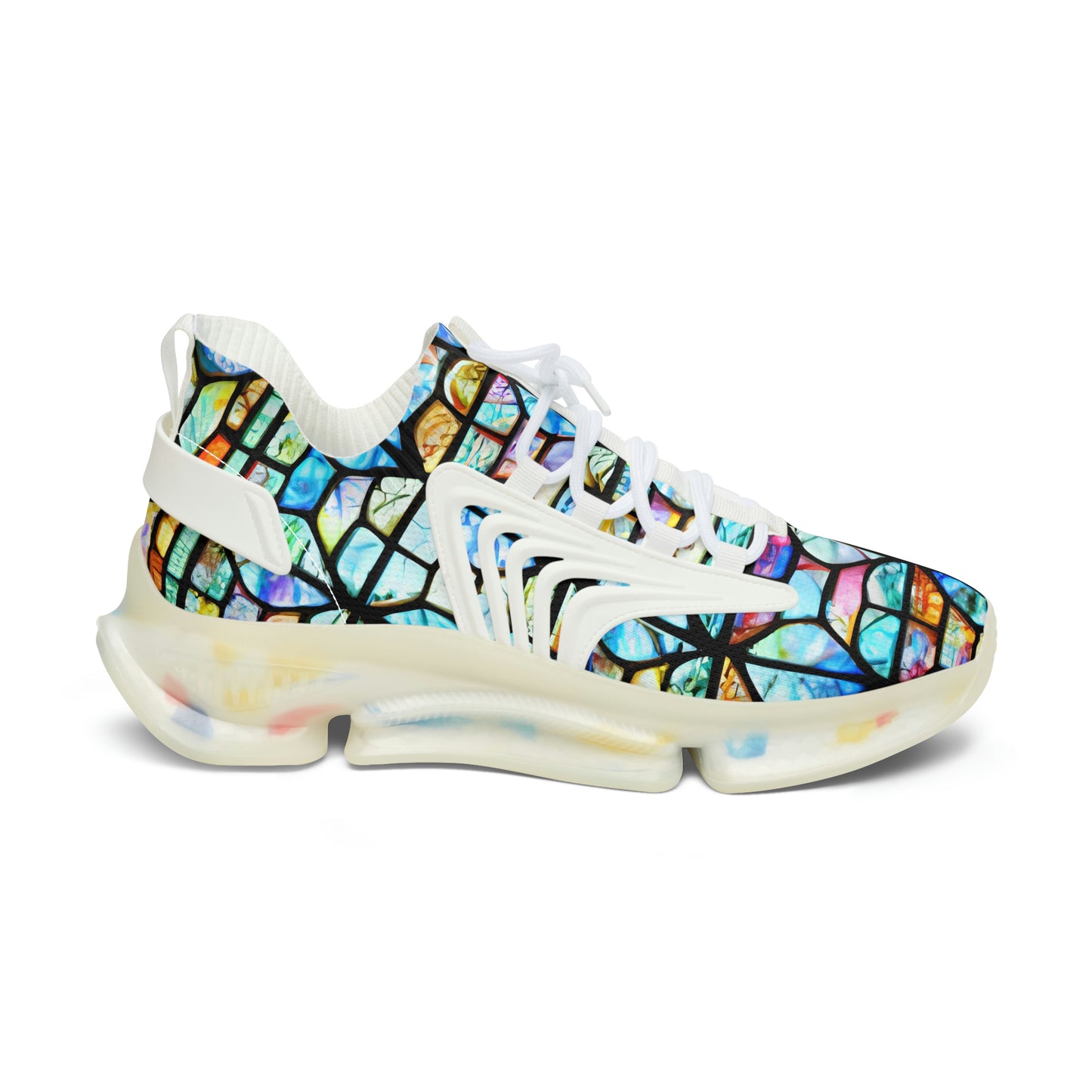 Mosaic Light Blue Women's Mesh Sneakers