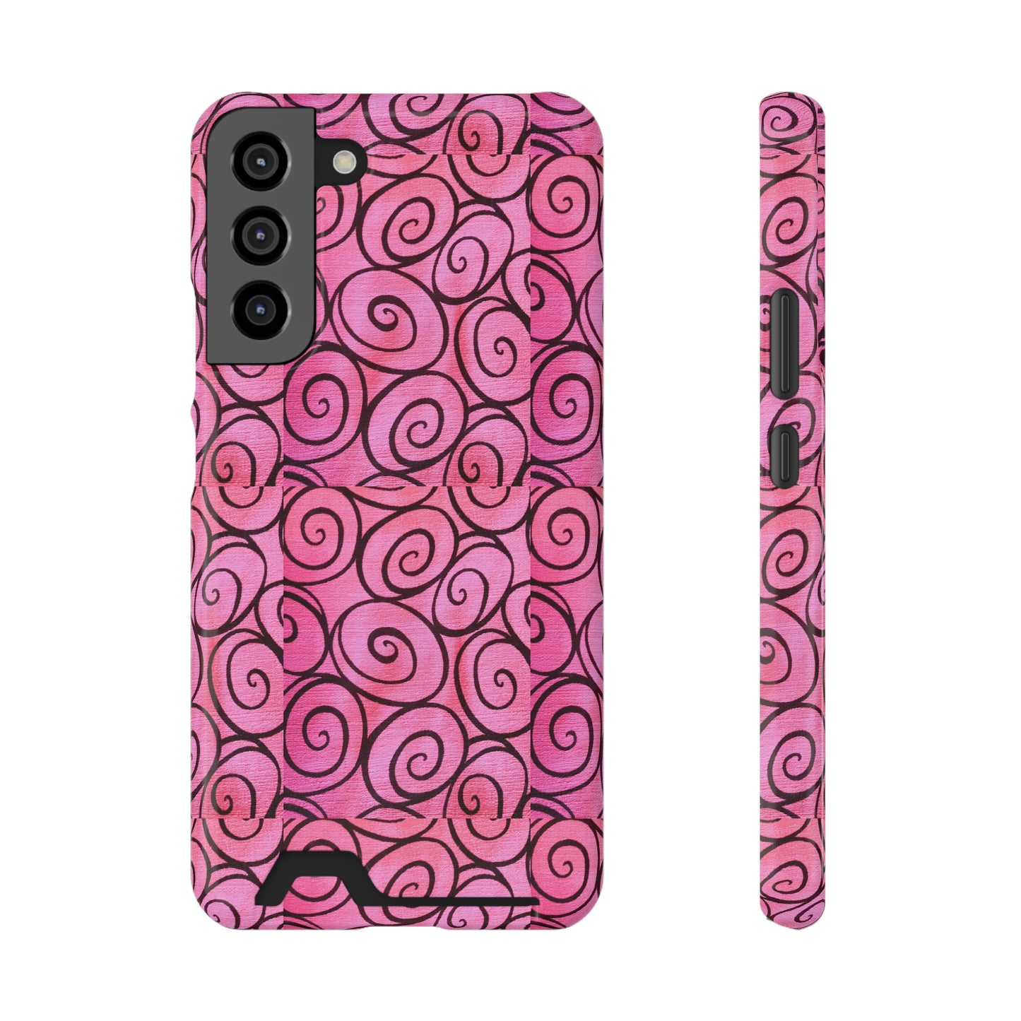 Pink Swirl Phone Case With Card Holder