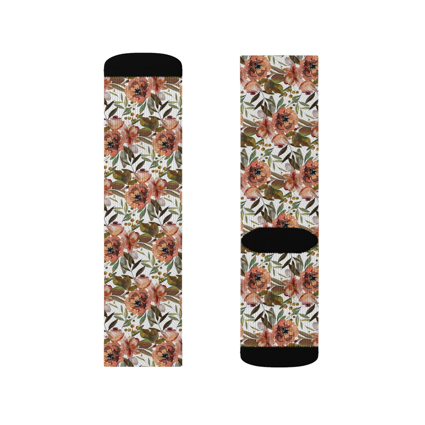 Brown Flower Sublimation Socks