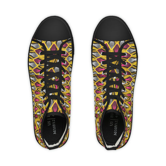 Yellow African Men's High Top Sneakers