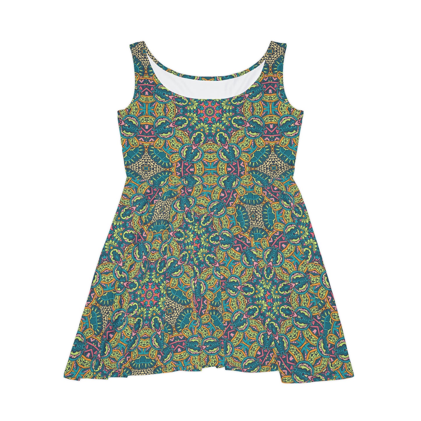 Mandala Green Women's Skater Dress