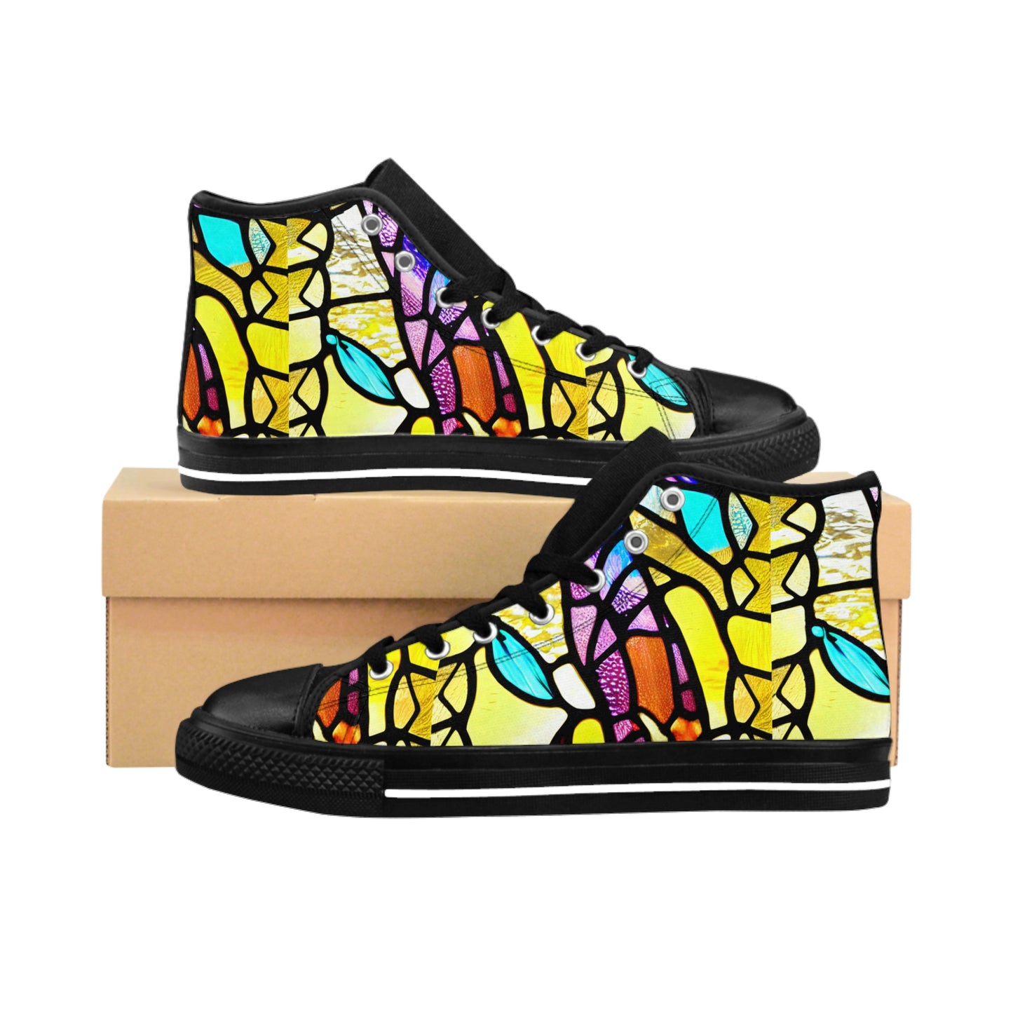 Mosaic Yellow Women's Classic Sneakers