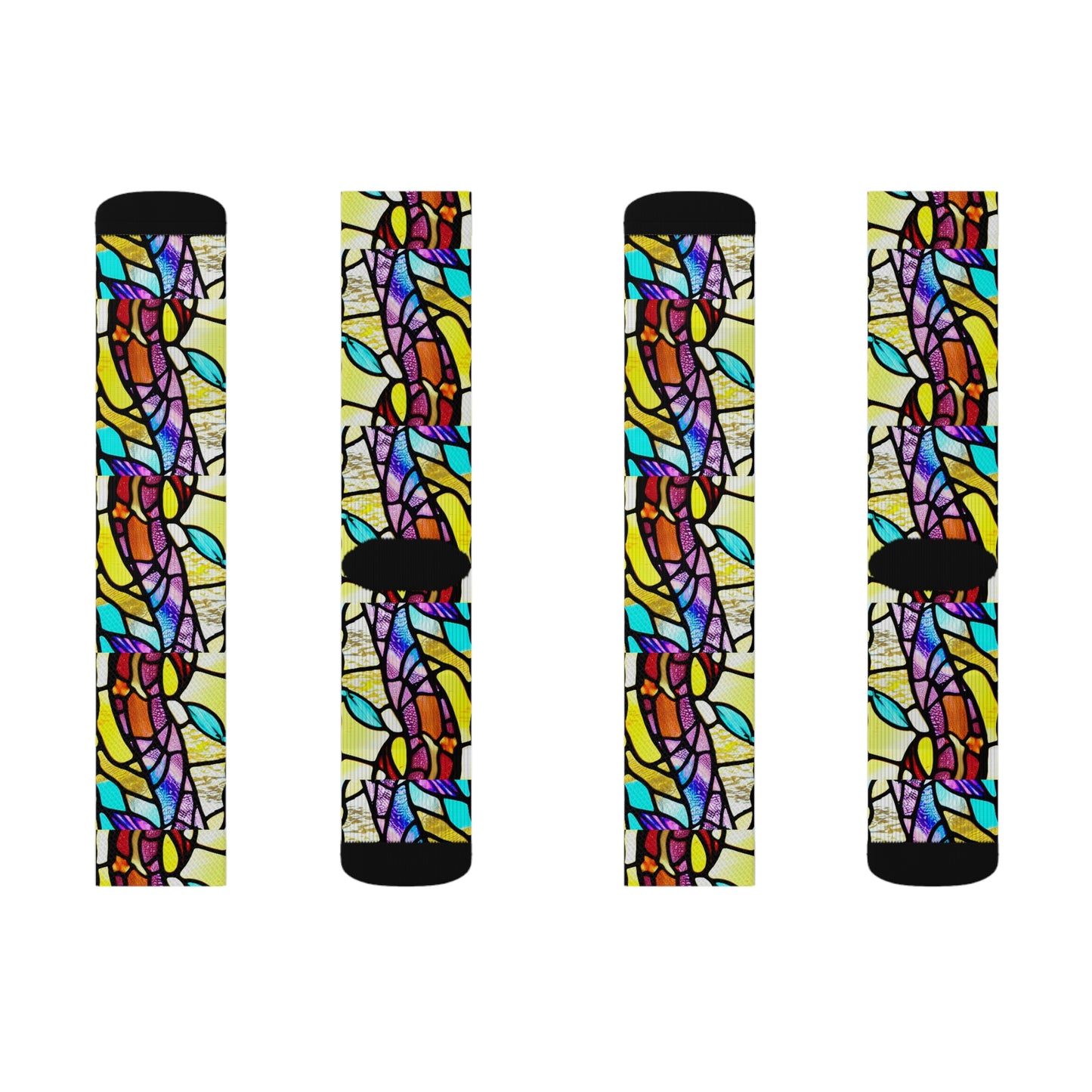 Mosaic Yellow Sublimation Socks