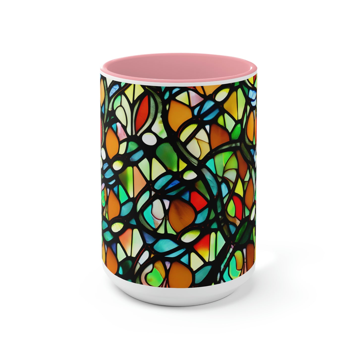 Mosaic Two-Tone Coffee Mugs, 15oz