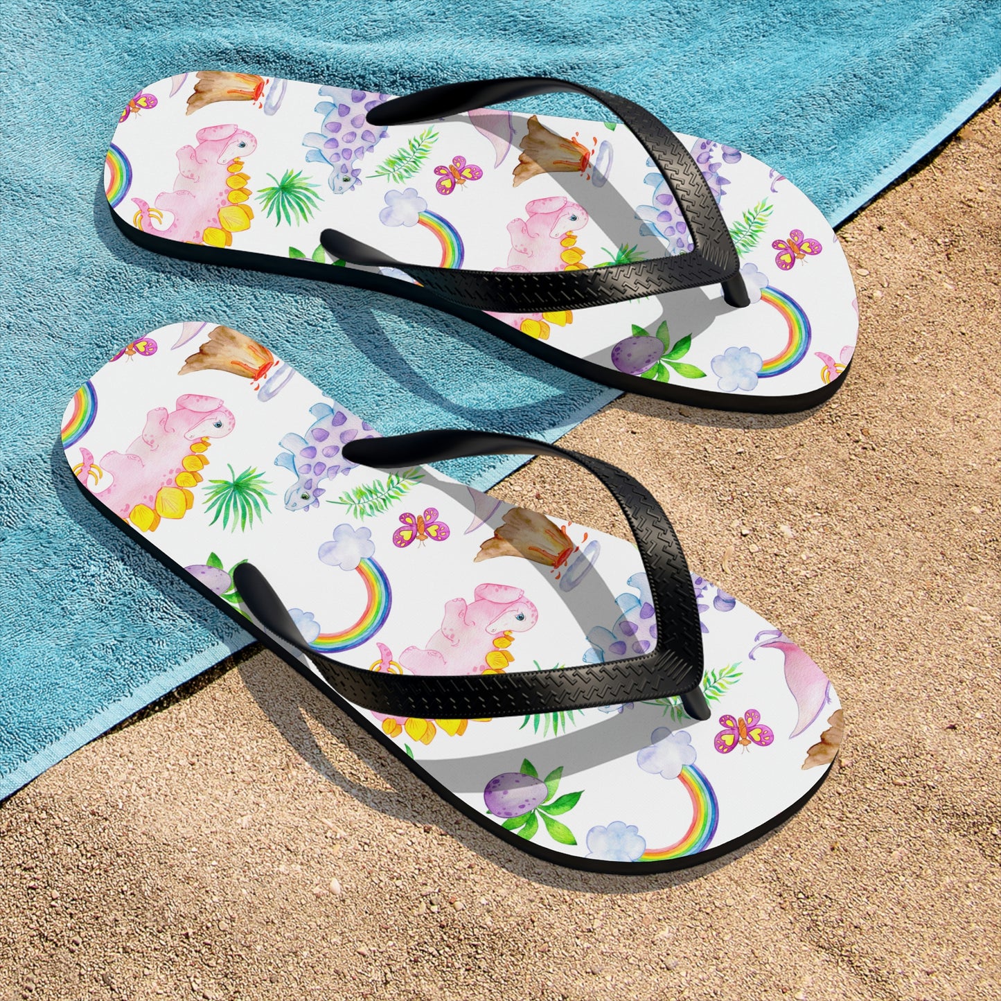 Dinosaur Pink Unisex Flip-Flops