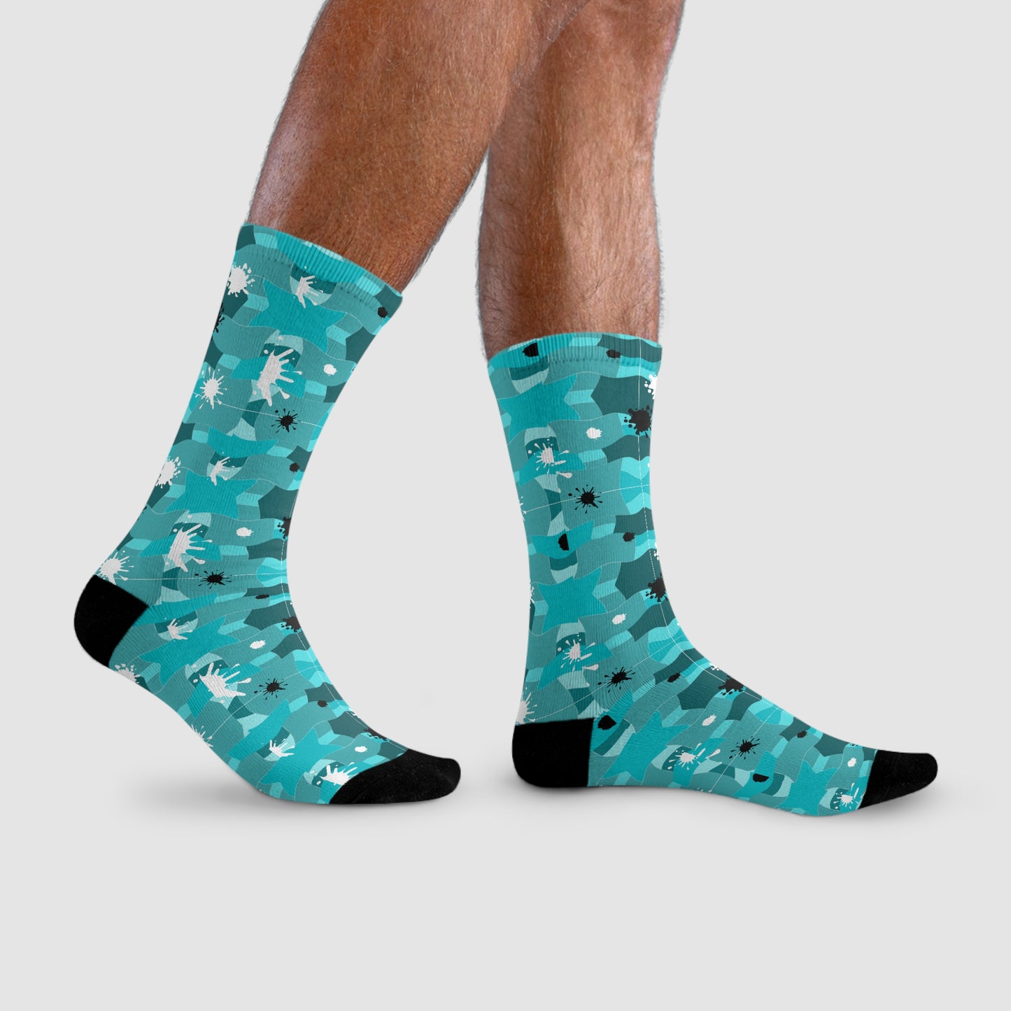 Blue Sublimation Crew Socks