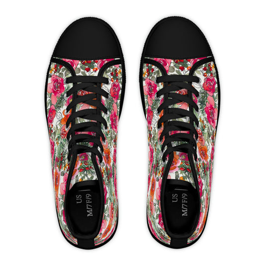 Rose Flower Women's High Top Sneakers