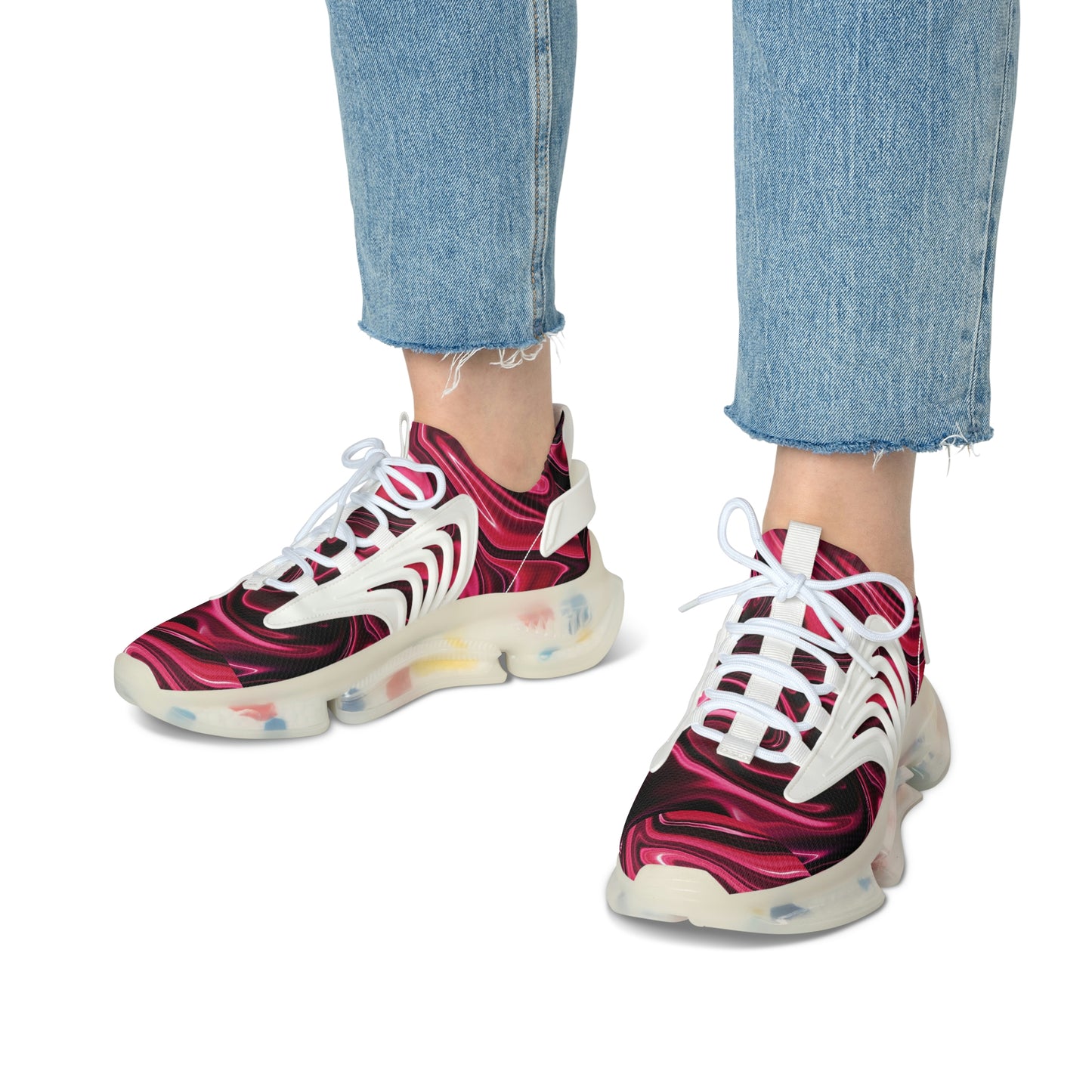 Marble Red Valentine Women's Mesh Sneakers